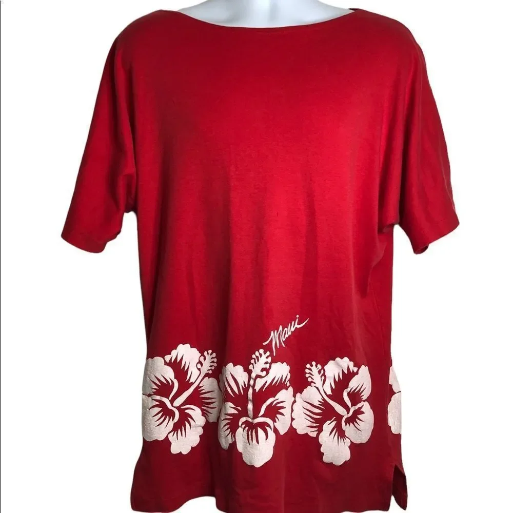 Vintage 70’s 80’s Rare CRAZY SHIRTS HAWAII Red Hibiscus Flowers Shirt Sz Large
